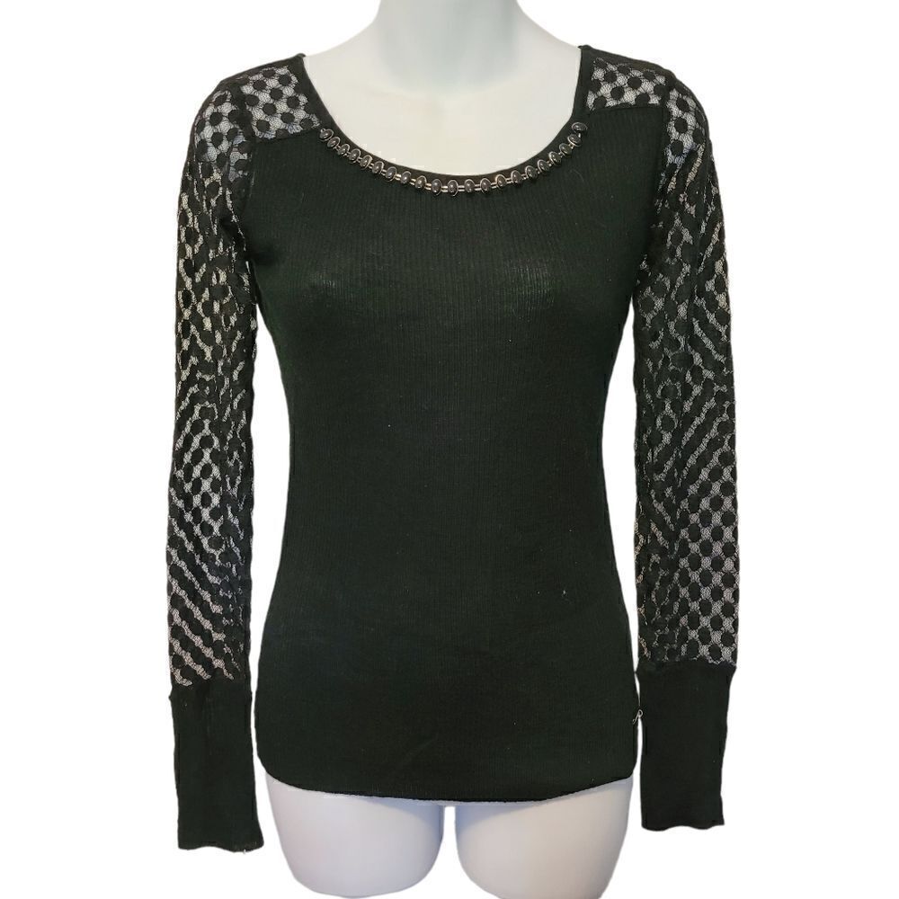 2/$20 Vintage Y2K 100% Wool Black Sweater Top Size: Small